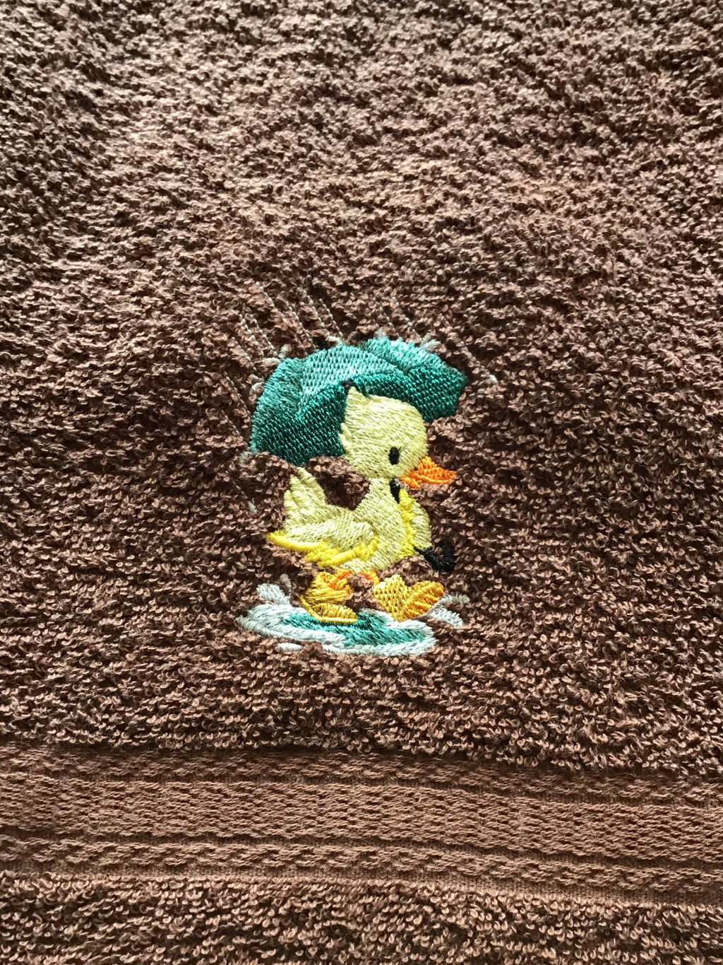 Rainy Day Duckling Embroidered Hand Towel