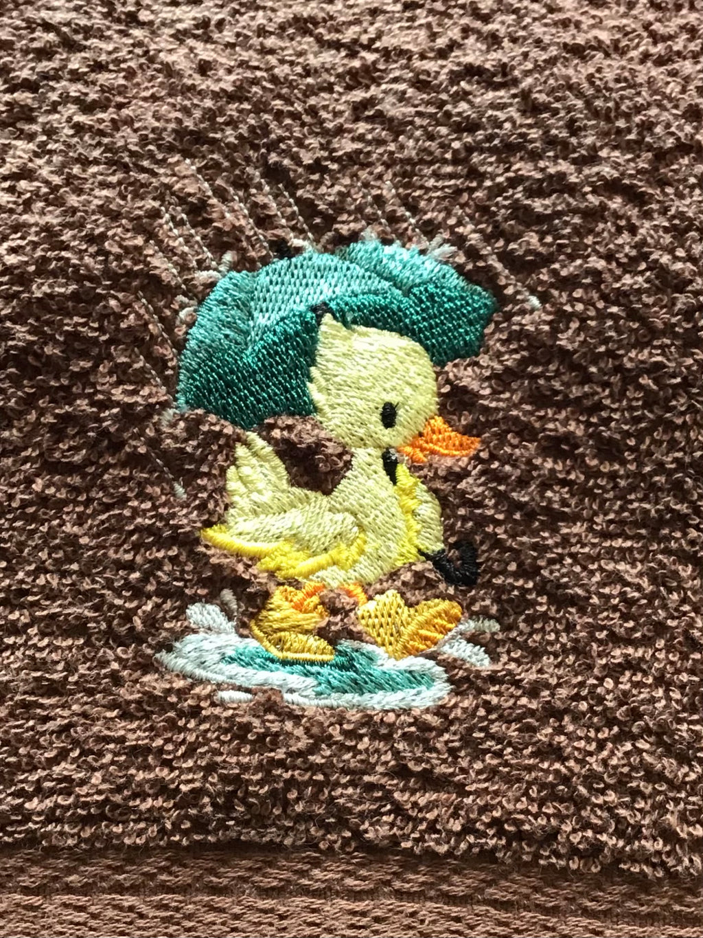 Rainy Day Duckling Embroidered Hand Towel
