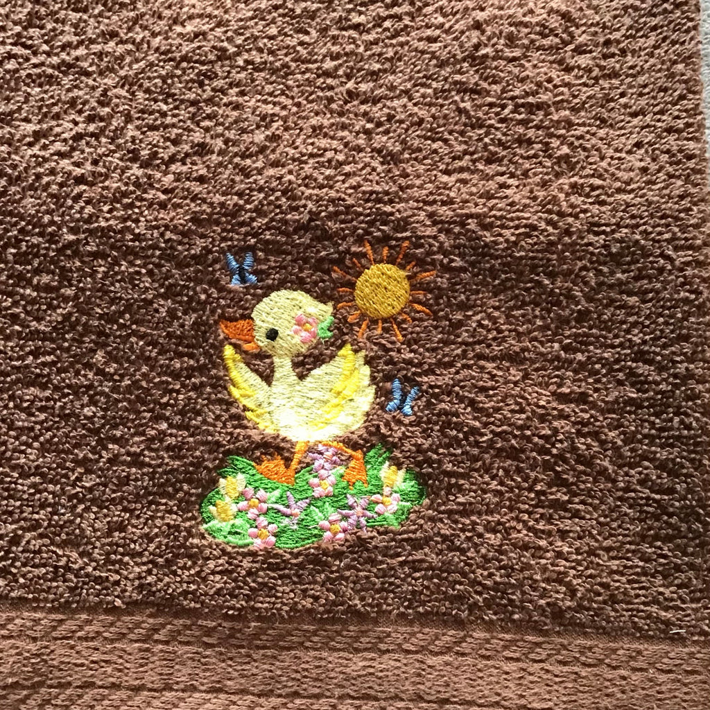 Sunny Day Duckling Embroidered Hand Towel