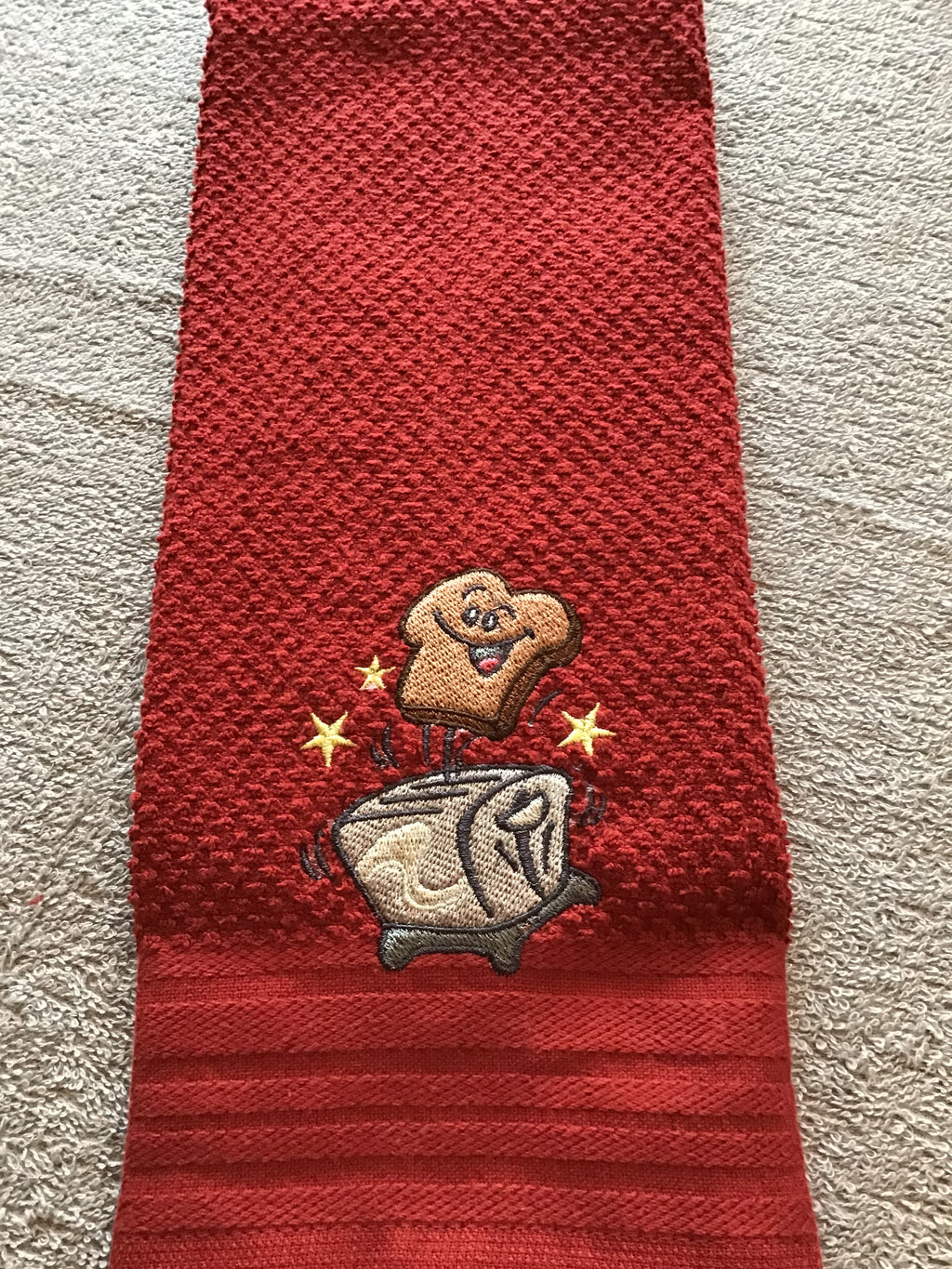 Happy Toast kitchen towel #1